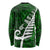 New Zealand Long Sleeve Shirt Silver Fern and Maori Symbols Papua Shell Green Style LT03 - Polynesian Pride