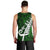 New Zealand Men Tank Top Silver Fern and Maori Symbols Papua Shell Green Style LT03 - Polynesian Pride