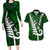 Personalized New Zealand Couples Matching Long Sleeve Bodycon Dress and Hawaiian Shirt Silver Fern and Maori Symbols Papua Shell Green Style LT03 Green - Polynesian Pride