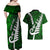 Personalized New Zealand Couples Matching Off Shoulder Maxi Dress and Hawaiian Shirt Silver Fern and Maori Symbols Papua Shell Green Style LT03 - Polynesian Pride