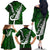 Personalized New Zealand Family Matching Off Shoulder Long Sleeve Dress and Hawaiian Shirt Silver Fern and Maori Symbols Papua Shell Green Style LT03 - Polynesian Pride