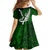 Personalized New Zealand Family Matching Off Shoulder Short Dress and Hawaiian Shirt Silver Fern and Maori Symbols Papua Shell Green Style LT03 - Polynesian Pride