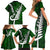 Personalized New Zealand Family Matching Short Sleeve Bodycon Dress and Hawaiian Shirt Silver Fern and Maori Symbols Papua Shell Green Style LT03 - Polynesian Pride