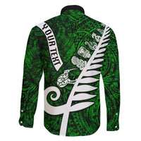 Personalized New Zealand Family Matching Short Sleeve Bodycon Dress and Hawaiian Shirt Silver Fern and Maori Symbols Papua Shell Green Style LT03 - Polynesian Pride