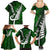 Personalized New Zealand Family Matching Summer Maxi Dress and Hawaiian Shirt Silver Fern and Maori Symbols Papua Shell Green Style LT03 - Polynesian Pride