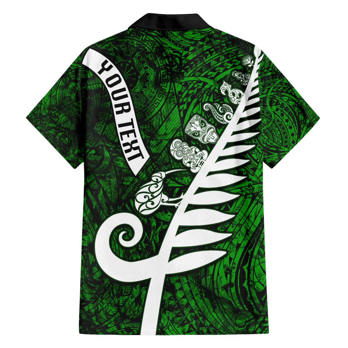 Personalized New Zealand Family Matching Tank Maxi Dress and Hawaiian Shirt Silver Fern and Maori Symbols Papua Shell Green Style LT03 - Polynesian Pride