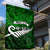 Personalized New Zealand Garden Flag Silver Fern and Maori Symbols Papua Shell Green Style LT03 - Polynesian Pride