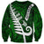 Personalized New Zealand Sweatshirt Silver Fern and Maori Symbols Papua Shell Green Style LT03 Unisex Green - Polynesian Pride