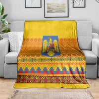 Romania Merry Christmas Blanket Romania Emblem Traditional Folk Art - Polynesian Pride