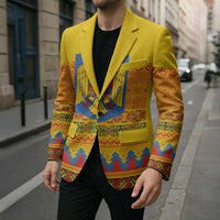 Romania Merry Christmas Blazer Romania Emblem Traditional Folk Art - Polynesian Pride