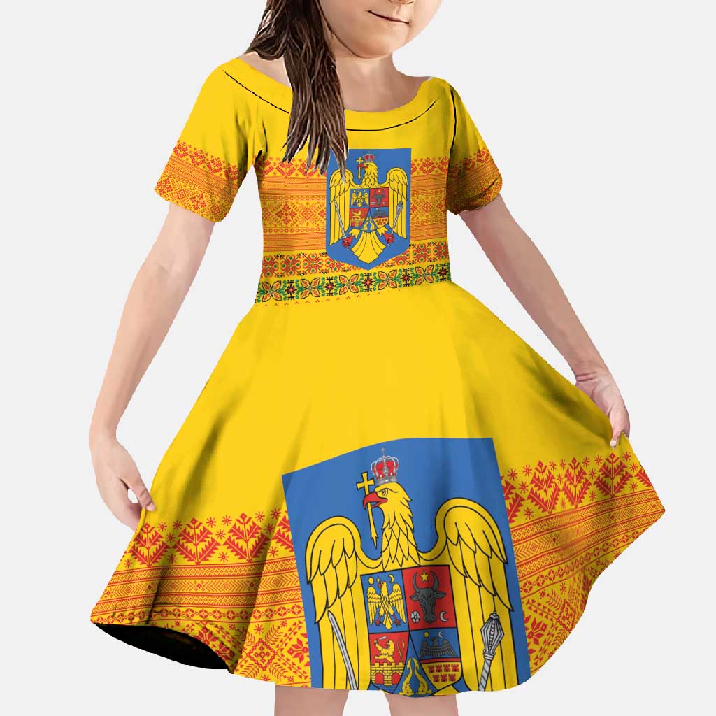 Romania Merry Christmas Family Matching Mermaid Dress and Hawaiian Shirt Romania Emblem Traditional Folk Art - Polynesian Pride