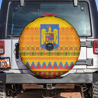 Romania Merry Christmas Spare Tire Cover Romania Emblem Traditional Folk Art - Polynesian Pride