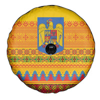 Romania Merry Christmas Spare Tire Cover Romania Emblem Traditional Folk Art - Polynesian Pride