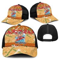 Hawaii Mele Kalikimaka Baseball Net Cap Funny Santa Claus Surfing on Tropical Plants - Polynesian Pride