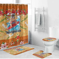 Hawaii Mele Kalikimaka Bathroom Set Funny Santa Claus Surfing on Tropical Plants - Polynesian Pride