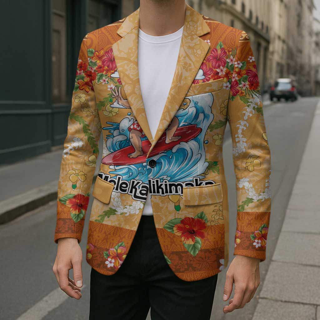 Hawaii Mele Kalikimaka Blazer Funny Santa Claus Surfing on Tropical Plants - Polynesian Pride