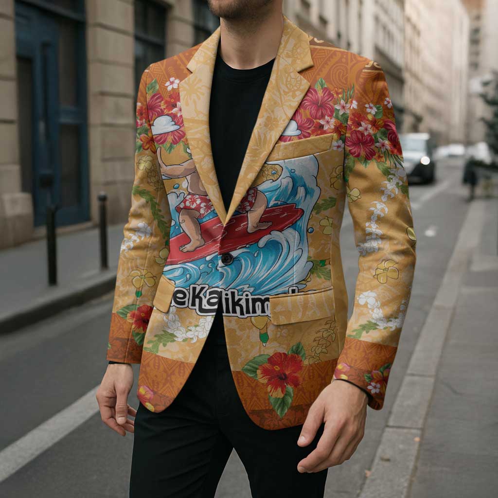 Hawaii Mele Kalikimaka Blazer Funny Santa Claus Surfing on Tropical Plants - Polynesian Pride
