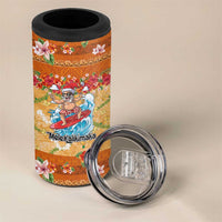 Hawaii Mele Kalikimaka 4 in 1 Can Cooler Tumbler Funny Santa Claus Surfing on Tropical Plants - Polynesian Pride