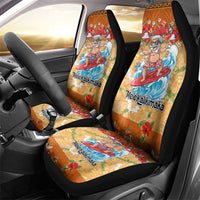 Hawaii Mele Kalikimaka Car Seat Cover Funny Santa Claus Surfing on Tropical Plants - Polynesian Pride