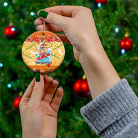 Hawaii Mele Kalikimaka Ceramic Ornament Funny Santa Claus Surfing on Tropical Plants LT03 - Polynesian Pride