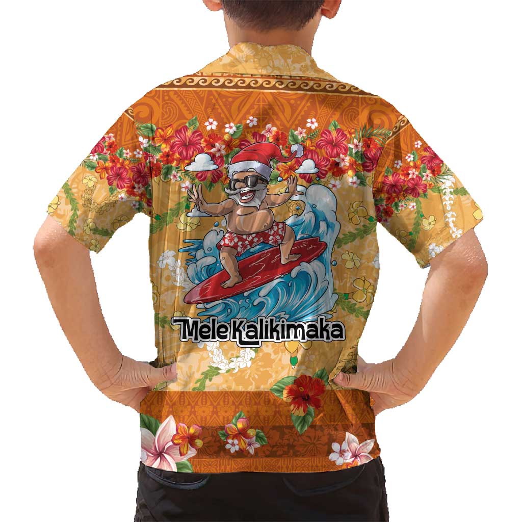 Hawaii Mele Kalikimaka Family Matching Long Sleeve Bodycon Dress and Hawaiian Shirt Funny Santa Claus Surfing on Tropical Plants - Polynesian Pride