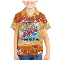 Hawaii Mele Kalikimaka Family Matching Mermaid Dress and Hawaiian Shirt Funny Santa Claus Surfing on Tropical Plants - Polynesian Pride