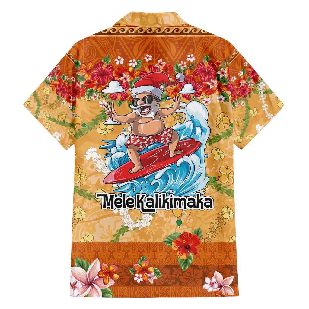 Hawaii Mele Kalikimaka Family Matching Summer Maxi Dress and Hawaiian Shirt Funny Santa Claus Surfing on Tropical Plants - Polynesian Pride