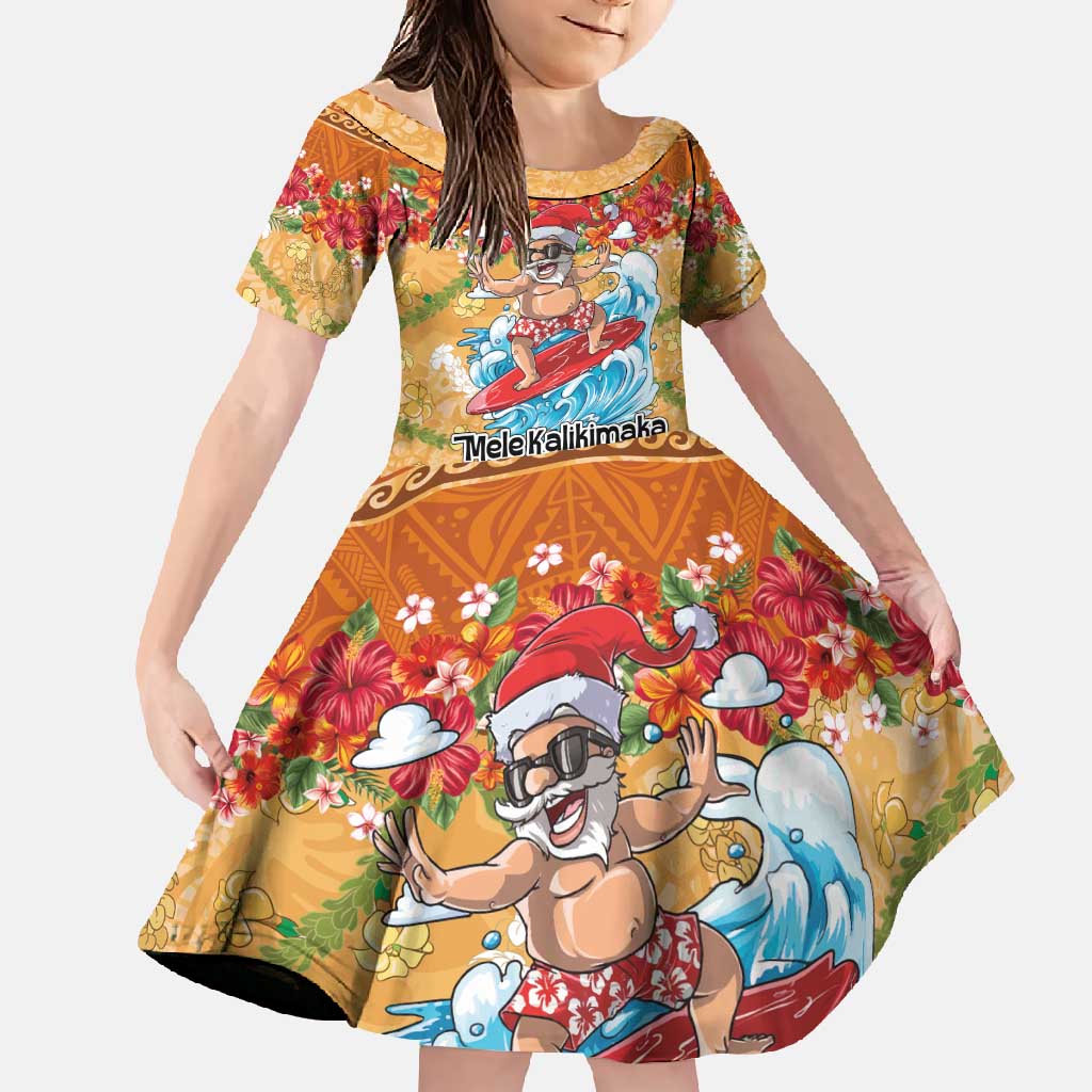 Hawaii Mele Kalikimaka Family Matching Tank Maxi Dress and Hawaiian Shirt Funny Santa Claus Surfing on Tropical Plants - Polynesian Pride