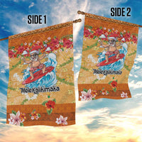 Hawaii Mele Kalikimaka Garden Flag Funny Santa Claus Surfing on Tropical Plants - Polynesian Pride
