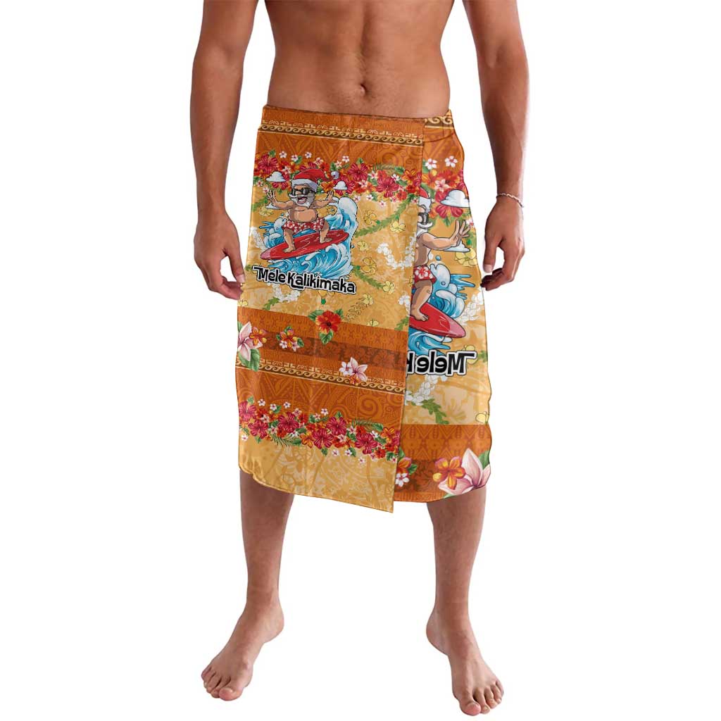 Hawaii Mele Kalikimaka Lavalava Funny Santa Claus Surfing on Tropical Plants - Polynesian Pride