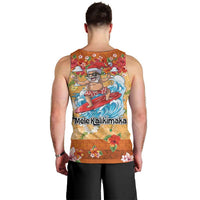 Hawaii Mele Kalikimaka Men Tank Top Funny Santa Claus Surfing on Tropical Plants - Polynesian Pride