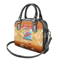 Hawaii Mele Kalikimaka Shoulder Handbag Funny Santa Claus Surfing on Tropical Plants - Polynesian Pride