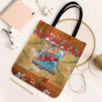 Hawaii Mele Kalikimaka Tote Bag Funny Santa Claus Surfing on Tropical Plants - Polynesian Pride