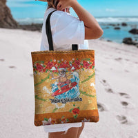 Hawaii Mele Kalikimaka Tote Bag Funny Santa Claus Surfing on Tropical Plants - Polynesian Pride