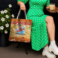 Hawaii Mele Kalikimaka Tote Bag Funny Santa Claus Surfing on Tropical Plants - Polynesian Pride