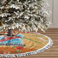 Hawaii Mele Kalikimaka Tree Skirt Funny Santa Claus Surfing on Tropical Plants LT03 - Polynesian Pride