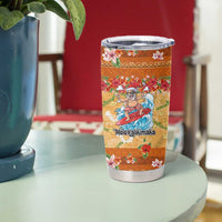 Hawaii Mele Kalikimaka Tumbler Cup Funny Santa Claus Surfing on Tropical Plants - Polynesian Pride