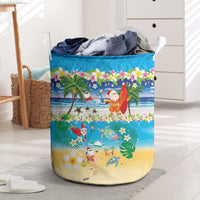 Polynesian Merry Christmas Laundry Basket Funny Santa Beach Tropical Plant and Turtle LT03 Multicolor - Polynesian Pride