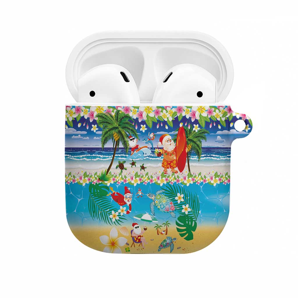 Polynesian Merry Christmas AirPods Case Funny Santa Beach Tropical Plant and Turtle LT03 Multicolor - Polynesian Pride