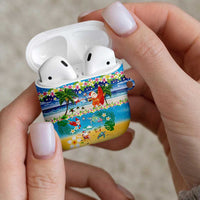 Polynesian Merry Christmas AirPods Case Funny Santa Beach Tropical Plant and Turtle LT03 - Polynesian Pride