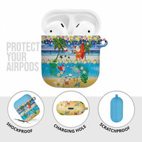 Polynesian Merry Christmas AirPods Case Funny Santa Beach Tropical Plant and Turtle LT03 - Polynesian Pride