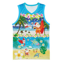 Polynesian Merry Christmas Basketball Jersey Funny Santa Beach Tropical Plant and Turtle LT03 Unisex Multicolor - Polynesian Pride