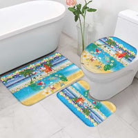 Polynesian Merry Christmas Bathroom Set Funny Santa Beach Tropical Plant and Turtle - Polynesian Pride