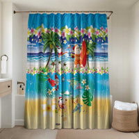 Polynesian Merry Christmas Bathroom Set Funny Santa Beach Tropical Plant and Turtle - Polynesian Pride
