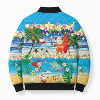 Polynesian Merry Christmas Bomber Puffer Jacket Funny Santa Beach Tropical Plant and Turtle LT03 - Polynesian Pride