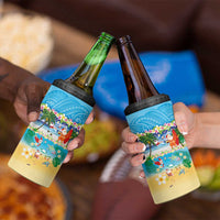 Polynesian Merry Christmas 4 in 1 Can Cooler Tumbler Funny Santa Beach Tropical Plant and Turtle - Polynesian Pride