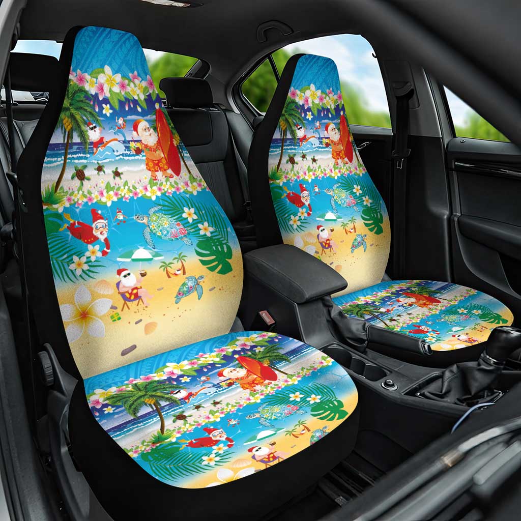 Polynesian Merry Christmas Car Seat Cover Funny Santa Beach Tropical Plant and Turtle LT03 One Size Multicolor - Polynesian Pride