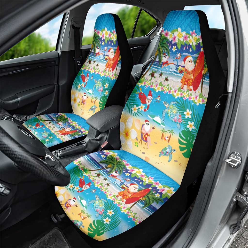 Polynesian Merry Christmas Car Seat Cover Funny Santa Beach Tropical Plant and Turtle LT03 - Polynesian Pride