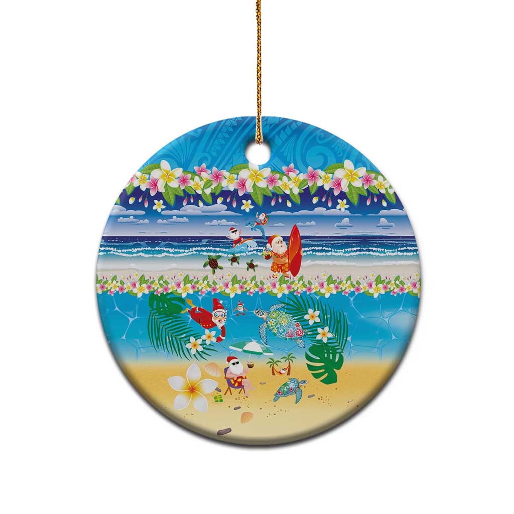 Polynesian Merry Christmas Ceramic Ornament Funny Santa Beach Tropical Plant and Turtle LT03 - Polynesian Pride