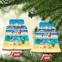 Polynesian Merry Christmas Ceramic Ornament Funny Santa Beach Tropical Plant and Turtle LT03 Bell Flake Multicolor - Polynesian Pride